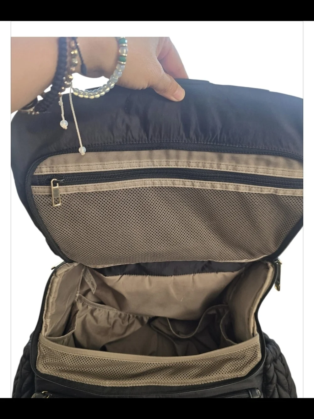 HAPP Brand Levy Diaper Bag Backpack - Black Herringbone